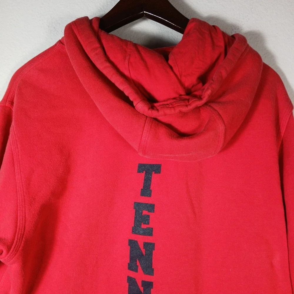 Nike Hoodie Mens M Red Tennis Hooded Sweater Club Fleece Sportswear (stain) BA39